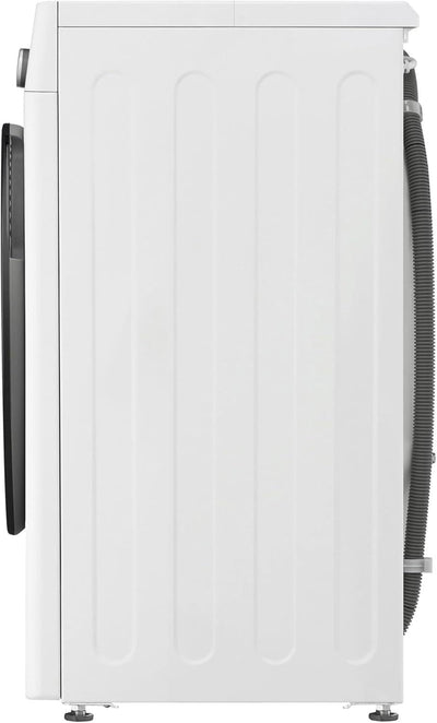 LG F2V7SLIM9, Klasse A, Waschmaschine Slim 9 kg, 60x47.5x85 cm, Wi-Fi, AI Direct Drive, Tiefenreinigung mit Dampf, TurboWash 360°, Außentür aus Gehärtetem Glas, Weiß mit Schwarzem Bullaugenring