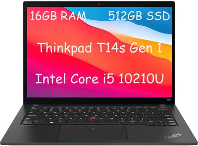 Lenovo Thinkpad T14s Gen 1 Business Laptop, 14" FHD Notebook, Intel Core i5-10210U, 16GB DDR4, 512GB NVMe SSD, Windows 11 Pro (Generalüberholt)