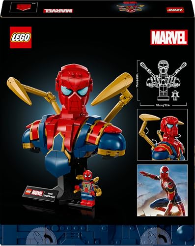 LEGO ǀ Marvel Iron Spider-Man Büste, Superhelden-Bauset zum Sammeln und Verschenken für Erwachsene, baubare Superheldenfigur, anspruchsvolles Bauprojekt für Baumeister 76326