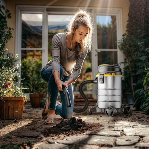 Monzana® Nass Trockensauger 5in1 Industriestaubsauger 2400W 30L Edelstahl Steckdose Nasssauger mit Blasfunktion Laub Push&Clean Waschsauger Beutellos