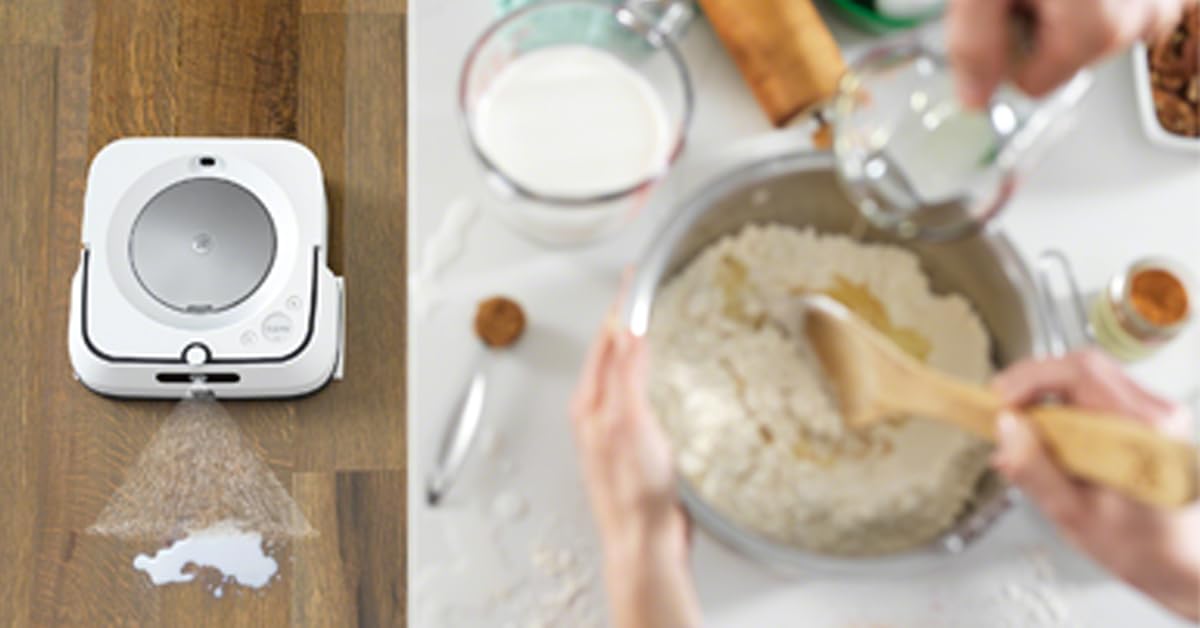 iRobot Braava Jet m6 (m6138) Wischroboter mit Präzisions-Sprühstrahl, Nasswischen und Trockenfegen, Kompatibel mit Sprachassistenten, koppelbar mit Roomba, WLAN, Farbe: weiß/Silber