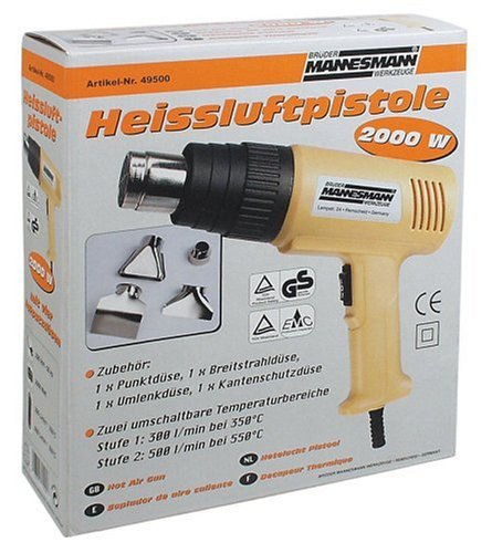 Brüder Mannesmann Heissluftgebläse, 2.000 Watt, mit 4-teiligem Zubehör | M49500