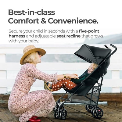 MAMA & BABY Trek Lite Regenschirm-Kinderwagen – kompakt zusammenklappbar, Multi-Positionen-Neigung, Reise-Kinderwagen mit Tragegurt, großem Stauraum und Getränkehalter