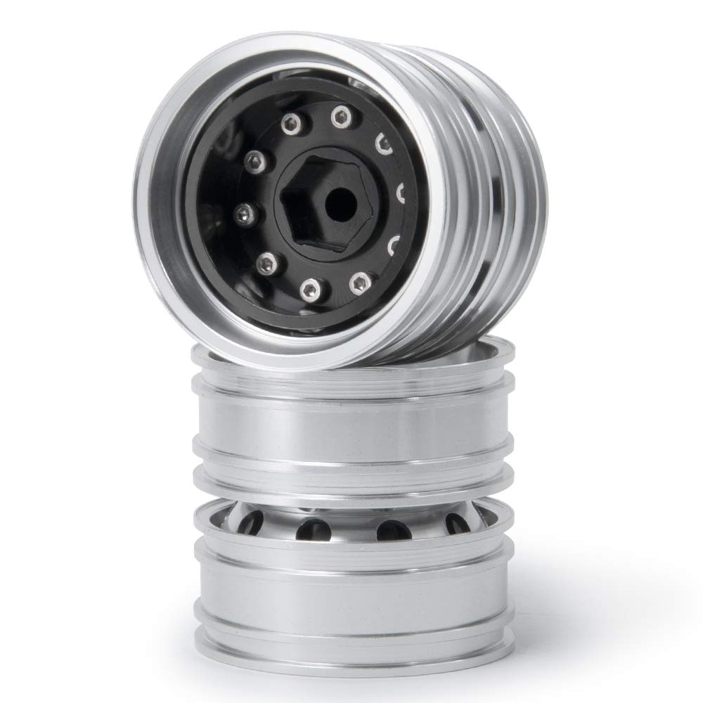 AXspeed 2 Stück Metall Rückseite Radnaben Felgen Schonen Felgen für 1/14 RC Tamiya Tractor Climbing Trailer