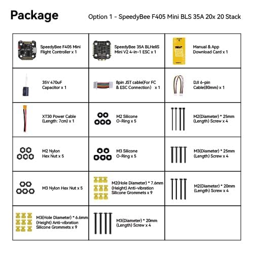 SPEEDY BEE F405 Mini Flight Controller Stack: 20x20mm Platine mit integriertem Bluetooth und 35A BLHeli_S 4in1 ESC - Drahtlose Abstimmung unterstützt, Kompatibel mit 3-6S Stromversorgung