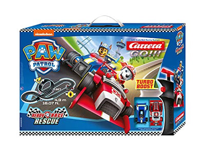 Carrera GO!!! PAW Patrol - Ready Race Rescue Set |2 Slotcars inkl. 2 Handregler mit Turbo-Knopf | Inklusive Chase und Marshall | 4,9 m Streckenlänge mit Looping und Rundenzähler | Maßstab 1:43
