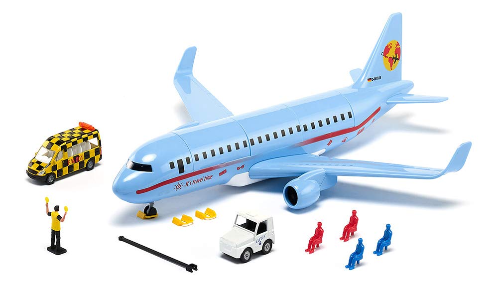 siku 5402, Verkehrsflugzeug mit Zubehör, Kunststoff, Hellblau, Viele Funktionen, Kombinierbar mit siku-Modellen in unterschiedlichen Maßstäben