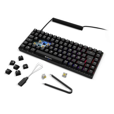 Sharkoon Skiller SGK50 S3 PBT Schwarz, RGB Gaming Keyboard, Gateron G PRO 3.0 Yellow, 75% Layout