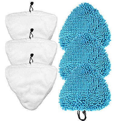 TaylorHe Dampfreiniger Tücher Waschbare Strapazierfähige Ersatztücher Dampfbesen, 6er Pack (3 x Mikrofaser, 3 x Korallen Mikrofaser) Ersatzpads für Dampfreiniger mit dreieckigem Boden