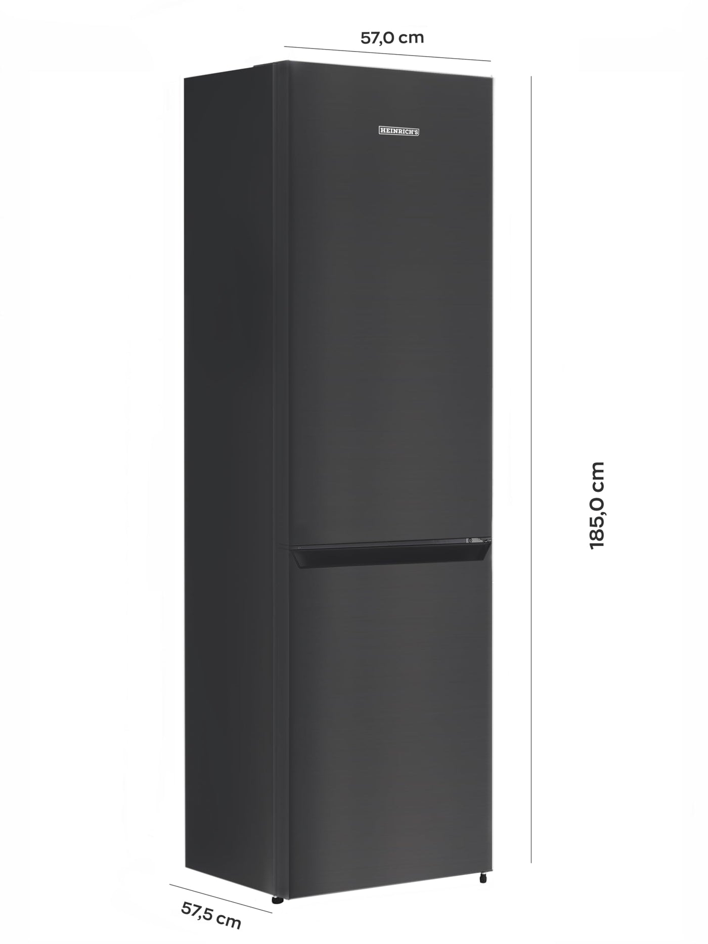 Heinrich´s Kühlgefrierkombination 269 Liter, Kühlvolumen 198L, Gefrierfach 71L,LED Beleuchtung,Kühlschrank Türanschlag wechselbar, leise 39dB,große Tiefkühlboxen, 7 Temperaturstufen, (schwarz-inox)