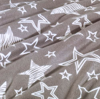 BaSaTex 135x200 Microfaser Flausch Bettwäsche Sterne grau Weiss Taupe Fleece Thermofleece 4tlg.Set
