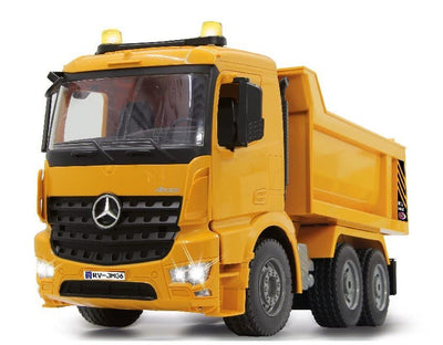 JAMARA 404940 - Muldenkipper Mercedes-Benz Arocs 2,4 GHz - Kippmulde hoch/runter, realistischer Motorsound, Hupe, Rückfahrwarnsound, 4 Radantrieb, gelbe LED Signallichter, programmierbare Funktionen