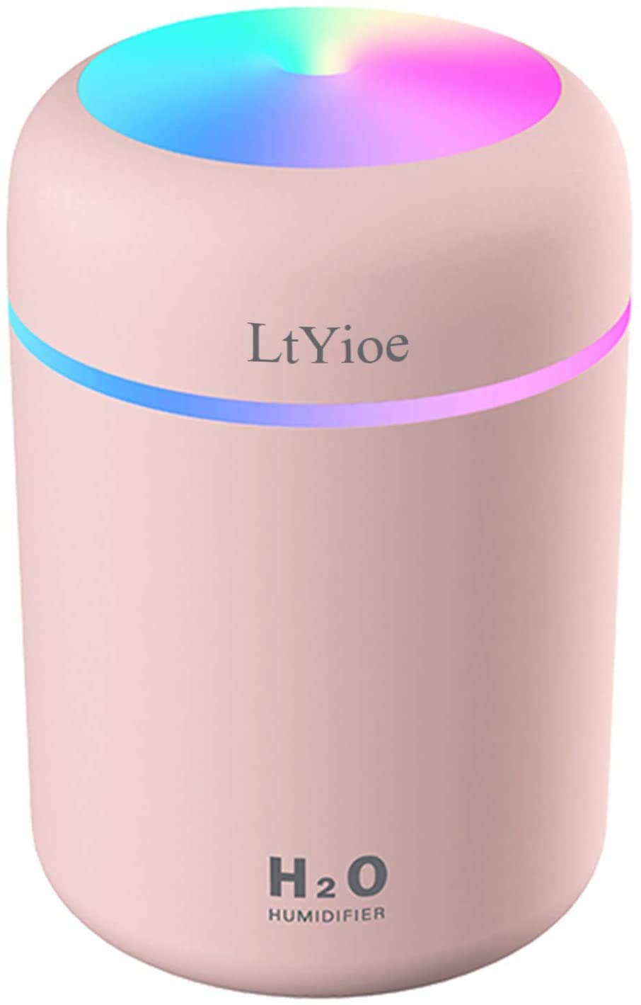 LtYioe Luftbefeuchter, Persönlicher Desktop Mini Luftbefeuchter mit Bunter Cooler Nachtlichtfunktion, Automatische Abschaltung und Super leise für Auto, Büro, Schlafzimmer (Rosa)
