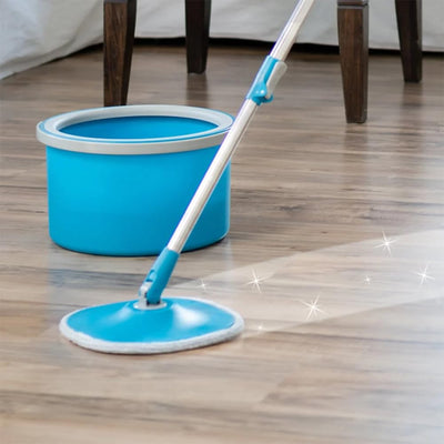 LIVINGTON Clean Water Spin Mop - Wischmop Set mit Zwei-Kammer-Filtersystem - trennt Schmutzwasser von Frischwasser - Bodenwischer für jeden Boden - mit Neuer 135cm Langer Stange - Auswringfunktion
