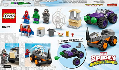 LEGO Marvel Spidey und Seine Super-Freunde Hulks und Rhinos Monster Truck-Duell, Spider-Man-Set, Superhelden-Spielzeug zum Bauen ab 4 Jahren 10782