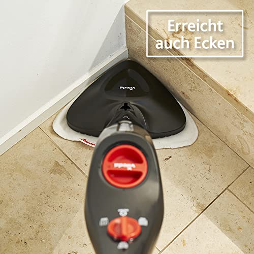 Vileda Steam Plus Dampfreiniger mit PowerPad und Mikrofaser-Ersatzbezug, entfernt bis zu 99,9% der Bakterien und Viren, für alle Böden, ideal für Teppiche, Eco-Verpackung