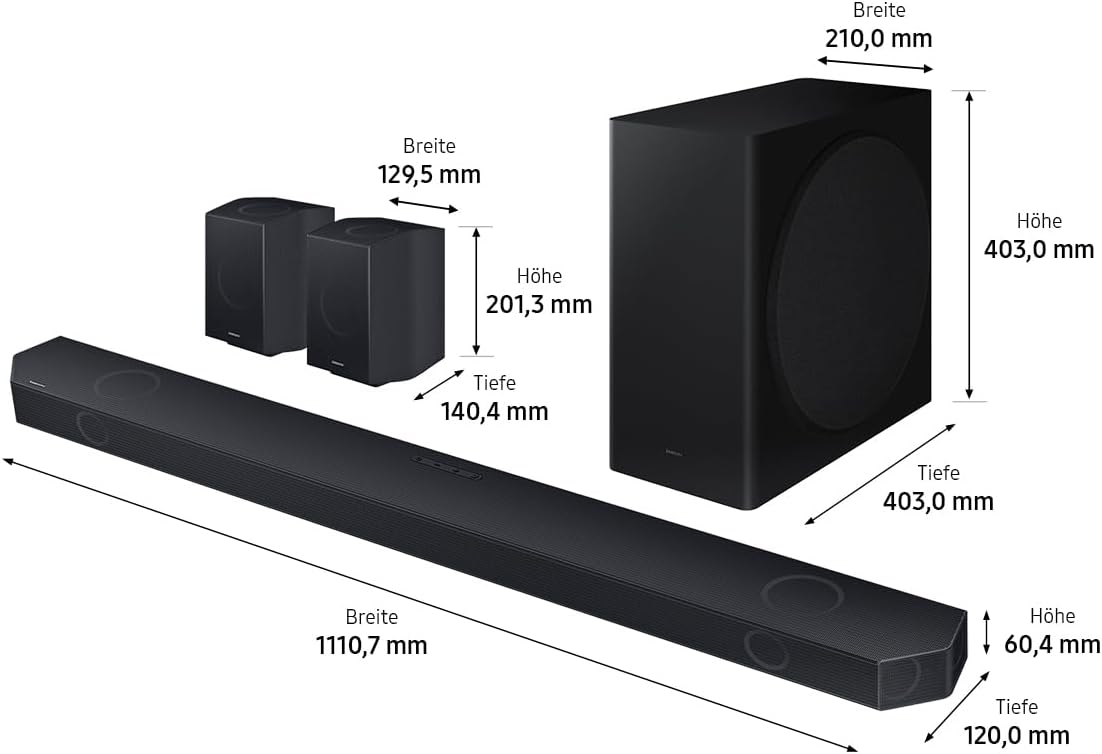 Samsung HW-Q935GD 9.1.4-Kanal Q-Soundbar für TV-Geräte, 2.0.2-Kanal-Rücklautsprecher, Bluetooth-Lautsprecher mit kabellosem Dolby Atmos / DTS:X, Q-Symphony [2024]