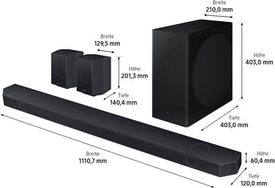Samsung HW-Q935GD 9.1.4-Kanal Q-Soundbar für TV-Geräte, 2.0.2-Kanal-Rücklautsprecher, Bluetooth-Lautsprecher mit kabellosem Dolby Atmos / DTS:X, Q-Symphony [2024]