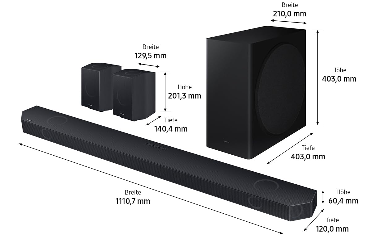 Samsung HW-Q935GD 9.1.4-Kanal Q-Soundbar für TV-Geräte, 2.0.2-Kanal-Rücklautsprecher, Bluetooth-Lautsprecher mit kabellosem Dolby Atmos / DTS:X, Q-Symphony [2024]