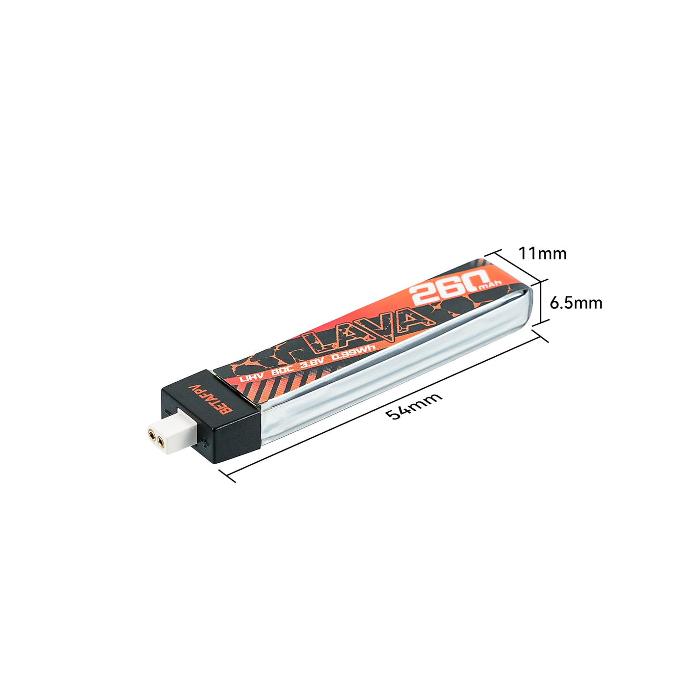 BETAFPV 5Stück Lava 1S 260mAh Lipo-Akku 3,8V 80C LiHV-Akku mit BT2.0-Anschluss, kompatibel mit 1S FPV Tiny Whoop Drohne Quadcopter wie Air65, Meteor65, Meteor65 Pro 1S Brushless Drohne