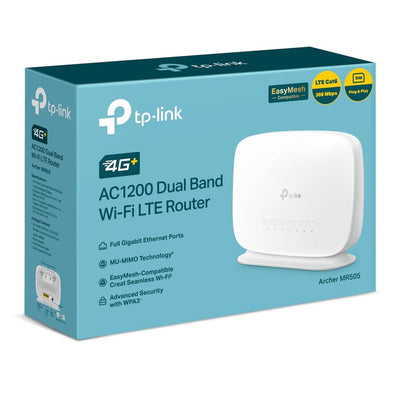 TP-Link Archer MR505 LTE Router, 4G+ Router unterstützt SIM Karten, 4G+ Cat6 bis zu 300Mbps, WLAN Dual-Band AC1200, Gigabit-LAN/WAN-Anschlüsse, Plug and Play, bis zu 64 Geräte, Gast-Netzwerk