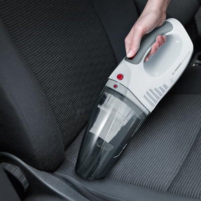SEVERIN 3-in-1 Akku Handstaubsauger S'POWER home & car, kabelloser Nass- & Trockensauger mit 7,4V Li-Ionen Akku, Autostaubsauger inkl. 12V-Ladekabel, weiß/rot, HV 7144