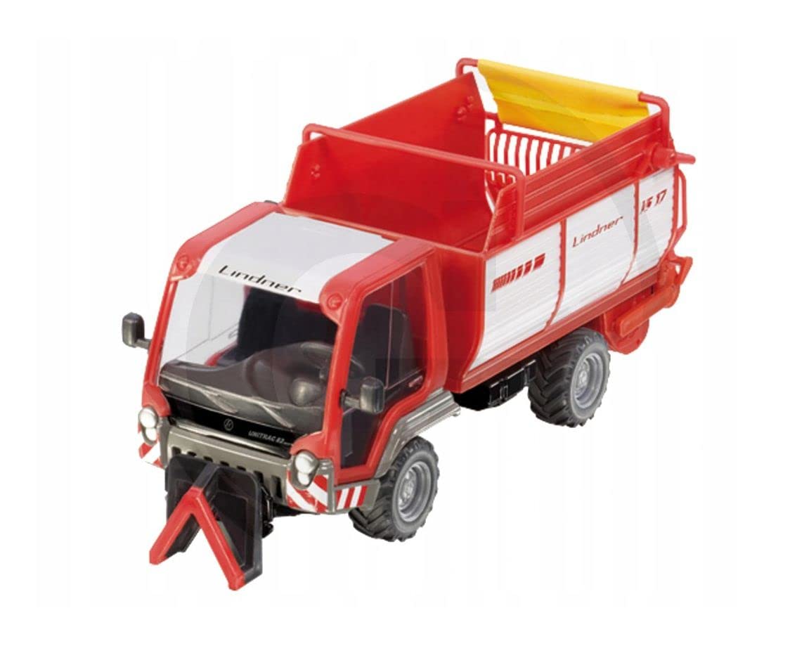 siku 3061, Lindner Unitrac mit Ladewagen, 1:32, Metall/Kunststoff, Rot, Multifunktionsfahrzeug