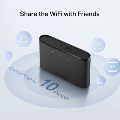 Mercusys Mobiler WLAN Router MT110, tragbares WLAN für unterwegs ohne Vertrag, 4G LTE 150 Mbps, Verbindung mit bis zu 10 Geräten, bis zu 10 Stunden Nutzungsdauer