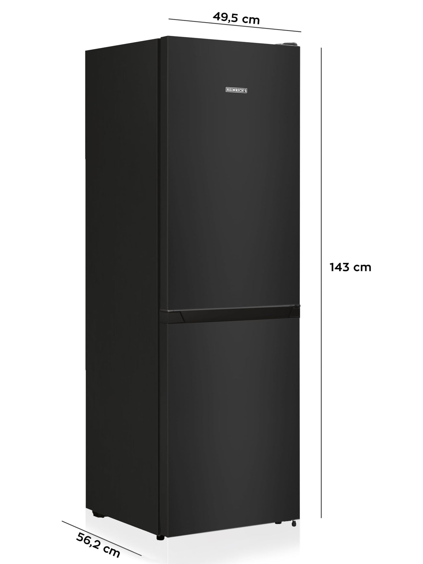 Heinrich´s Kühlgefrierkombination 175Liter, Kühlvolumen 122L, Gefrierfach 53L,LED Innenraumbeleuchtung, Kühlschrank Türanschlag wechselbar, leise 39dB,große Tiefkühlboxen, 7 Temperaturstufen, schwarz