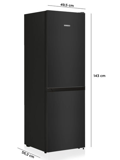 Heinrich´s Kühlgefrierkombination 175Liter, Kühlvolumen 122L, Gefrierfach 53L,LED Innenraumbeleuchtung, Kühlschrank Türanschlag wechselbar, leise 39dB,große Tiefkühlboxen, 7 Temperaturstufen, schwarz