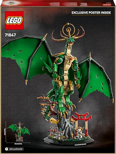 LEGO NINJAGO Wächterdrache Bauset - Mit Drachenfigur, Meister Wu Minifigur & Ständer – Bauspielset für Jungen ab 14 Jahren & Teenager 71847