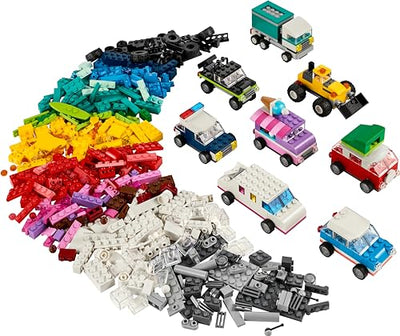 LEGO Classic Kreative Fahrzeuge, Bausteine-Set für Bunte Modellautos inkl. LKW, Polizeiauto und Baufahrzeuge, Baubare Spielzeug-Autos für Kinder, Geschenk für Jungs und Mädchen ab 5 Jahren 11036