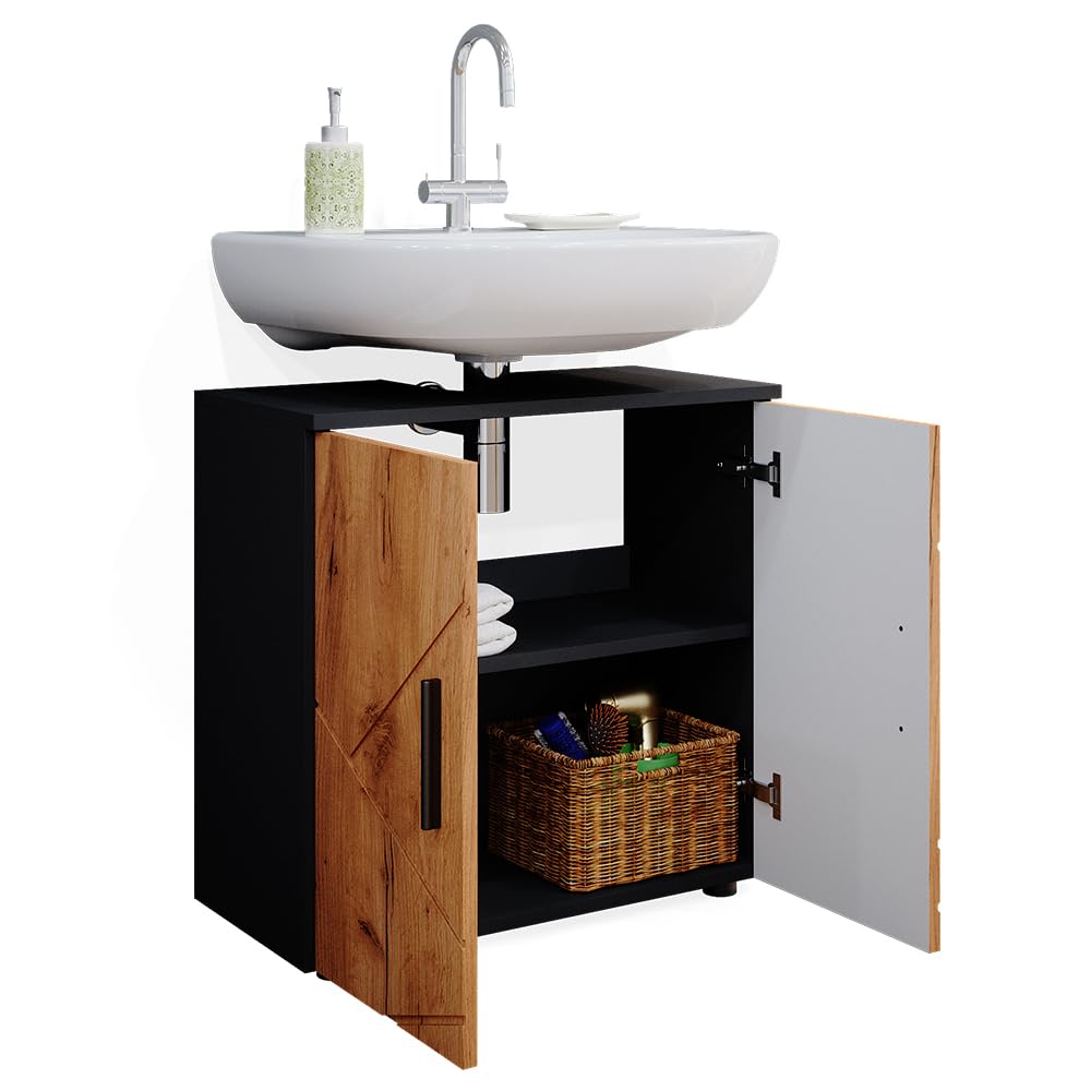 Vicco Waschbeckenunterschrank Irma, Anthrazit/Eiche, 60 x 59 cm