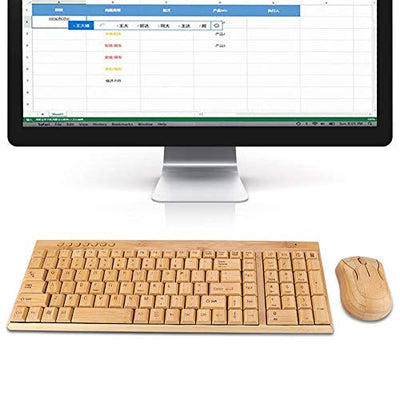 Komfortable kabellose Maus, Bambus-Bambus-Tastatur, ultradünnes Holz für Windows/Ios/Android