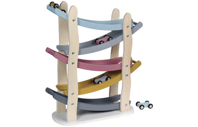 Kindsgut Murmelbahn, Motorik-Spielzeug aus Holz mit 4 Autos, dezente Farben und umweltfreundliche Materialien, kindgerecht, Luca