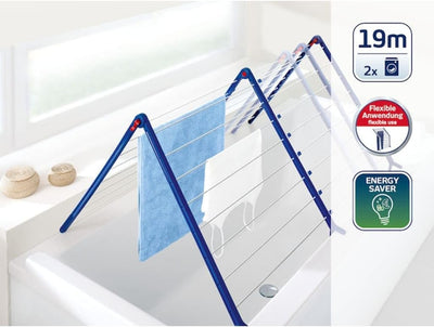 Leifheit Badewannentrockner Pegasus Bath 190 Extendable, standfester Standtrockner für die Wanne, ausziehbarer Wäscheständer, besonders schmaler Wäschetrockner, aus Legierter Stahl