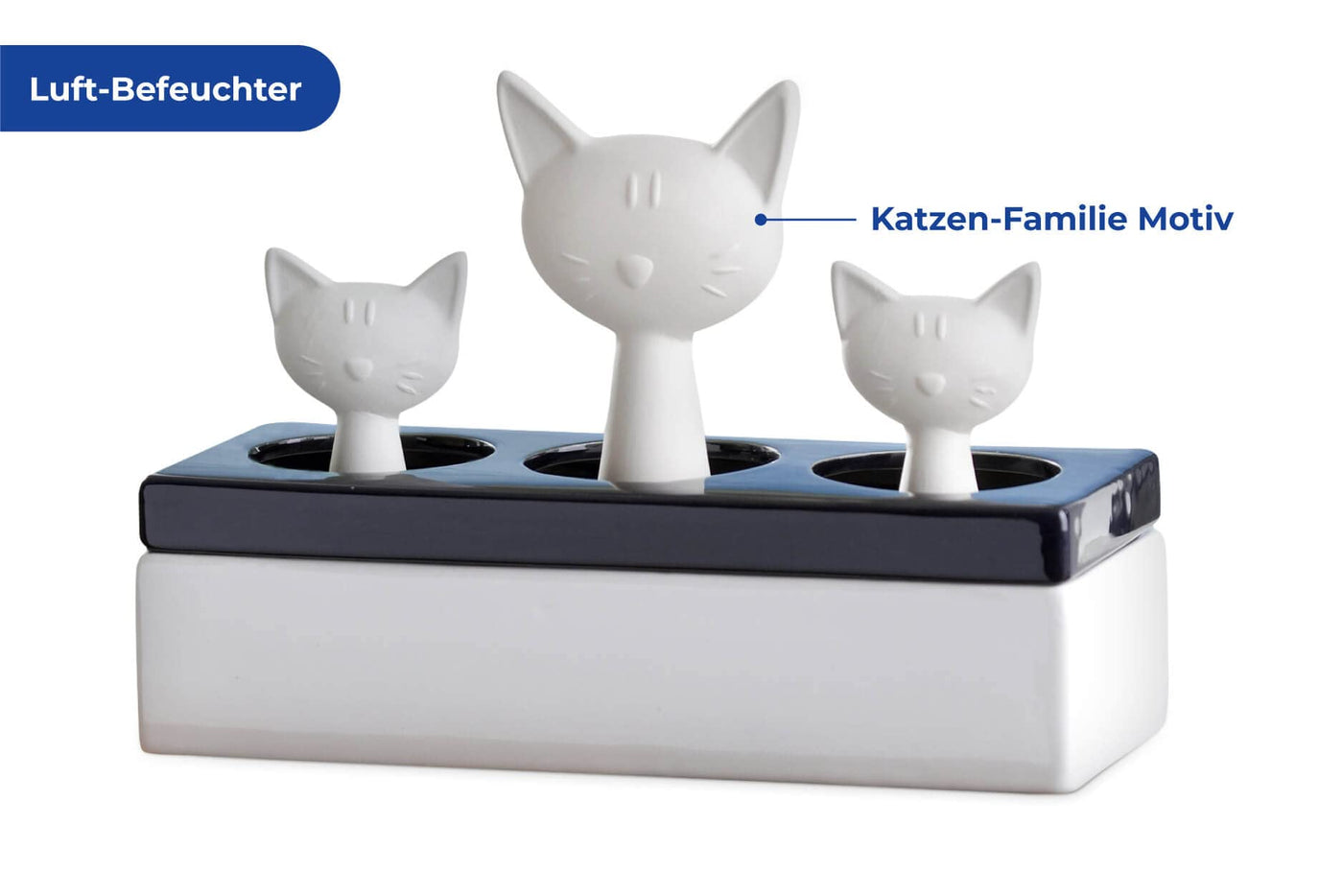 Maximex Luftbefeuchter Katzenfamilie, Geräuschloser Raumluftbefeuchter, Leiser Luftbefeuchter Schlafzimmer, Wohnzimmer & Co zum Aufstellen auf Heizkörper oder Fensterbank, 22x15,5x8,5 cm
