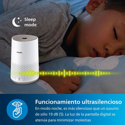 Philips Luftreiniger 600 Serie, Ultraleise und energieeffizient Für Allergiker, HEPA-Filter entfernt 99,97% der Schadstoffe, Für Räume bis zu 44m², App-gesteuert, Weiß (AC0650/10)