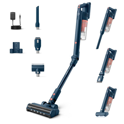 Philips Kabelloser Staubsauger 5000 Series Flex, Starke Saugkraft, 60 Min. Laufzeit, Düse mit LED-Beleuchtung, Tierhaar-Düse, Fugendüse und Kombi-Zubehör, Display, Austauschbarer Akku (XC5243/10)