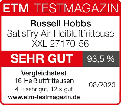 Russell Hobbs Heißluftfritteuse XXL 8L Rapid AirFryer [kompaktes Gehäuse,7 Kochfunktionen,10 Programme] SatisFry (spülmaschinenfest, max 220°C, Fritteuse ohne Öl, Grillen, Backen, Braten) 27170-56