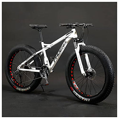 Wmmner Mountainbike für Erwachsene, 24-Zoll-Räder, Herren, Stahlrahmen für Damen, Mountainbikes mit fettigen Reifen, Mountainbike mit hartem Schaft, mechanische Scheibenbremsen, Grau, 27 Gänge