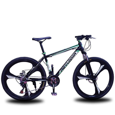 Wmmner Mountainbike für Herren und Damen, 700 C, 21-Gang-Erwachsenenrad, 21 Gänge, variabel, harter Heck, Rahmen aus Karbonstahl, Schwarz / Grün, 66 cm