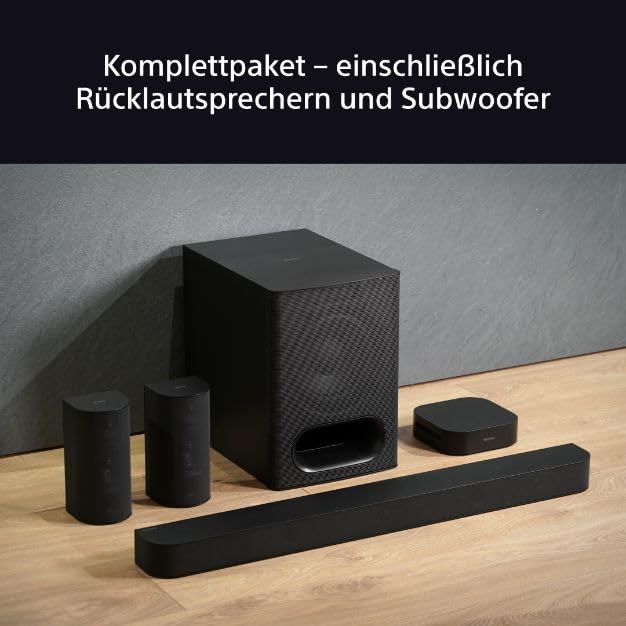 Sony BRAVIA Theatre System 6 (5.1-Kanal-Surround Sound, 1000 W, inkl. Rücklautsprecher & Subwoofer, Dolby Atmos, DTS:X, AI Voice Zoom 3 mit BRAVIA TV, DSEE, Multi-Stereo-Party-Modus) Schwarz