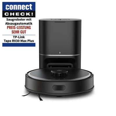 Tapo RV30 Max Plus Saugroboter mit Wischfunktion und automatischer Absaugstation, 5300Pa Ultra Starke Saugkraft, LiDAR+IMU Dual-Navigation, Alexa & Google Assistant Sprachsteuerung, APP