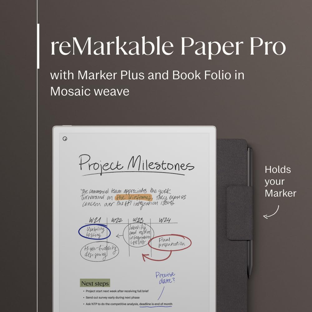 reMarkable Papier Pro Bundle – Folio Case aus Mosaic Weave | 11,8 Zoll Farbdisplay und Leselicht | mit reMarkable Paper Pro Tablet, Marker