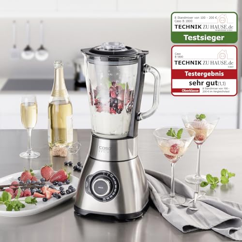CASO B 1800 PowerBlender-Set - Standmixer, 28.000 U/min, Glasbehälter 1,75 L, inkl. Trinkflasche und Zerkleiner, Mixer Testsieger mit sehr gut, Edelstahl