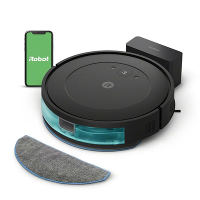 iRobot Roomba Combo Essential Saug- und Wischroboter (Y0110), leistungsstarkes Saugen und Wischen, 3 Saugstufen, Spot-Cleaning, steuerbar über App, Tasten oder Sprache, Scharwz