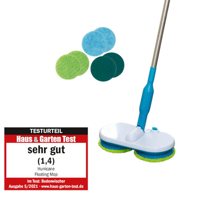 Hurricane Floating Mop elektrischer Bodenwischer – Akku Wischer zum mühelosen Wischen, Schrubben und Polieren – Ultra Leichter Wischmopp mit verschiedenen Mikrofaser-Pads