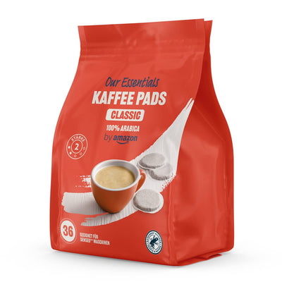 by Amazon Kaffeepads Classic 100% Arabica, Geeignet für Senseo Maschinen, Mittlere Röstung, 36 Stück, 4er-Pack