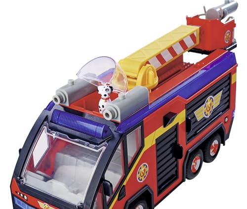 Simba Feuerwehrmann Sam Feuerwehrauto Jupiter mit Leuchteffekten – Robustes Spielzeugfahrzeug für Kinder ab 3 Jahren, großes Einsatzfahrzeug mit Sound und Licht, Feuerwehrfans